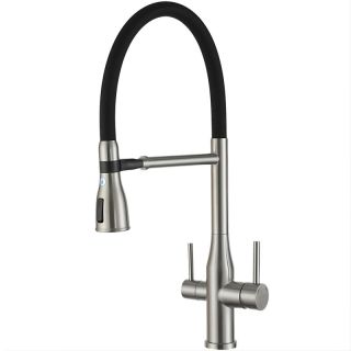 Смеситель для кухни Gappo G4399-75 с гибким изливом и подключением фильтра питьевой воды сатин/чёрный